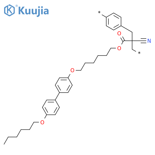 POLY[1,4-PHENYLENE[2-CYANO-2-[[[6-[[4'-(HEXYLOXY)[1,1'-BIPHENYL]-4-YL]OXY]HEXYL]OXY]CARBONYL]-1,3-PROPANEDIYL]] structure