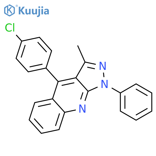 1H-PYRAZOLO[3,4-B]QUINOLINE, 4-(4-CHLOROPHENYL)-3-METHYL-1-PHENYL- structure