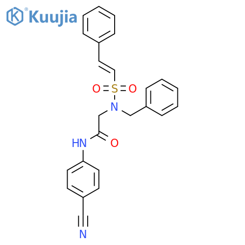 2-(N-benzyl-2-phenylethenesulfonamido)-N-(4-cyanophenyl)acetamide structure