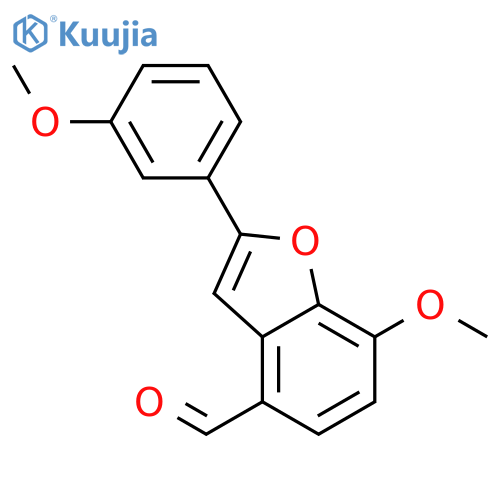 4-BENZOFURANCARBOXALDEHYDE, 7-METHOXY-2-(3-METHOXYPHENYL)- structure