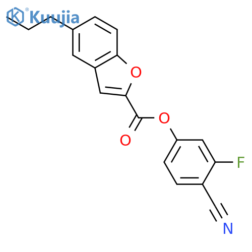 2-Benzofurancarboxylic acid, 5-propyl-, 4-cyano-3-fluorophenyl ester structure