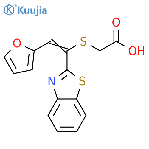 2-{1-(1,3-benzothiazol-2-yl)-2-(furan-2-yl)ethenylsulfanyl}acetic acid structure