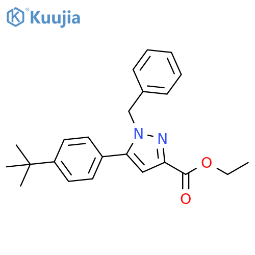 1H-Pyrazole-3-carboxylic acid,5-[4-(1,1-dimethylethyl)phenyl]-1-(phenylmethyl)-, ethyl ester structure