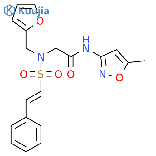 2-{N-[(furan-2-yl)methyl]-2-phenylethenesulfonamido}-N-(5-methyl-1,2-oxazol-3-yl)acetamide structure