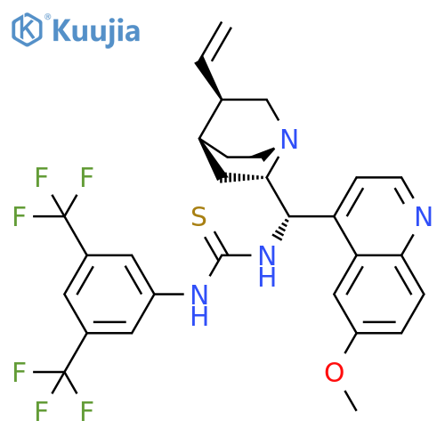 1-[3,5-bis(trifluoromethyl)phenyl]-3-[(S)-[(1S,2S,4S,5R)-5-ethenyl-1-azabicyclo[2.2.2]octan-2-yl](6-methoxyquinolin-4-yl)methyl]thiourea structure