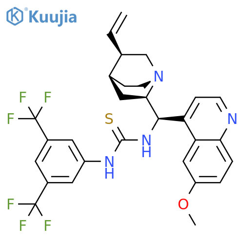 1-(3,5-Bis(trifluoromethyl)phenyl)-3-((1R)-(6-methoxyquinolin-4-yl)((2R,4S,5R)-5-vinylquinuclidin-2-yl)methyl)thiourea structure