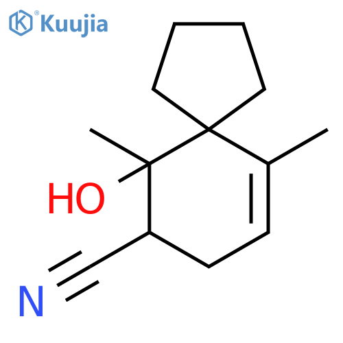 Spiro[4.5]dec-9-ene-7-carbonitrile, 6-hydroxy-6,10-dimethyl- structure