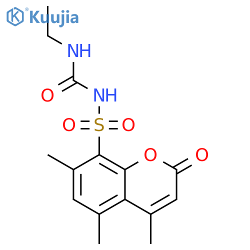 N-(ethylcarbamoyl)-4,5,7-trimethyl-2-oxo-2H-chromene-8-sulfonamide structure