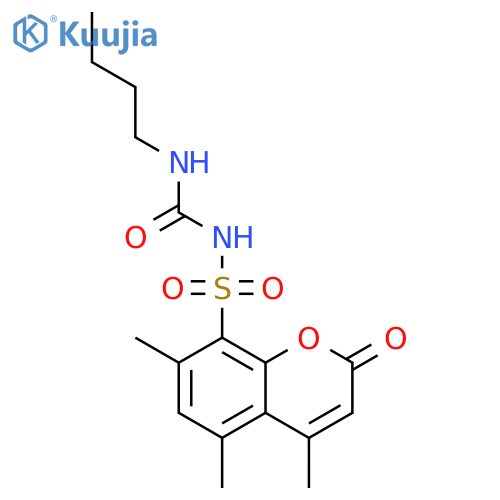 N-(butylcarbamoyl)-4,5,7-trimethyl-2-oxo-2H-chromene-8-sulfonamide structure
