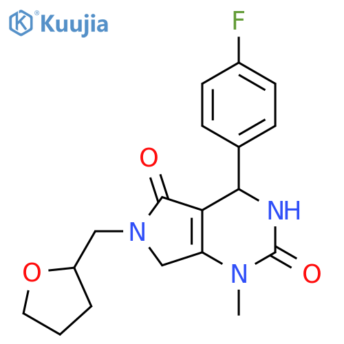 4-(4-fluorophenyl)-1-methyl-6-(oxolan-2-yl)methyl-1H,2H,3H,4H,5H,6H,7H-pyrrolo3,4-dpyrimidine-2,5-dione structure