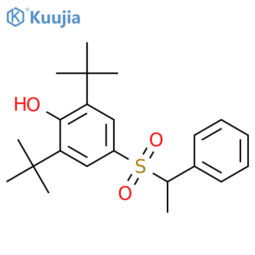 Phenol, 2,6-bis(1,1-dimethylethyl)-4-[(1-phenylethyl)sulfonyl]- structure