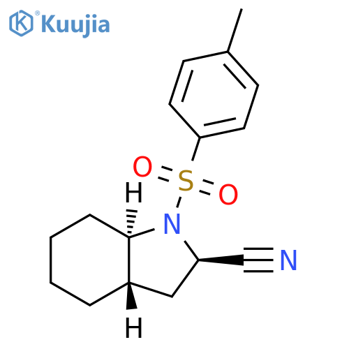 rel-(2R,3aS,7aR)-Octahydro-1-[(4-methylphenyl)sulfonyl]-1H-indole-2-carbonitrile structure