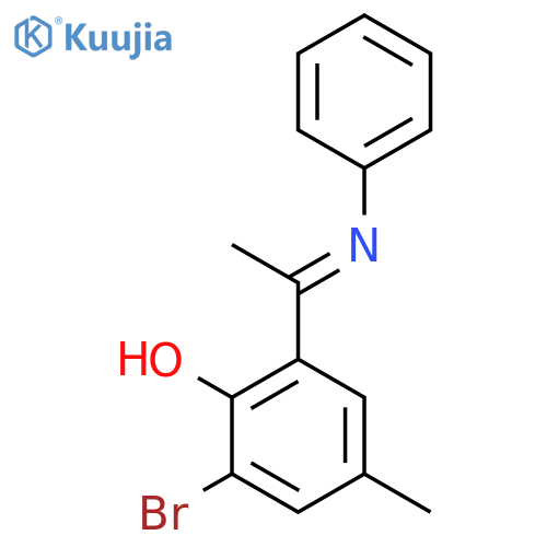 PHENOL, 2-BROMO-4-METHYL-6-[1-(PHENYLIMINO)ETHYL]- structure