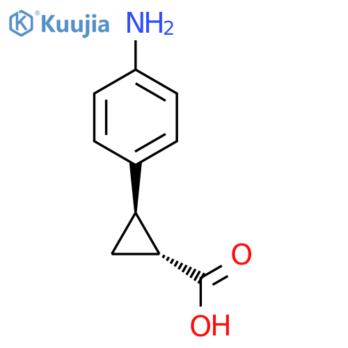 (1R,2R)-2-(4-aminophenyl)cyclopropane-1-carboxylic acid structure