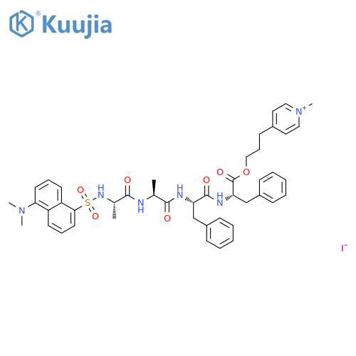 L-Phenylalanine,N-[N-[N-[N-[[5-(dimethylamino)-1-naphthalenyl]sulfonyl]-L-alanyl]-L-alanyl]-L-phenylalanyl]-,3-(1-methylpyridinium-4-yl)propyl ester, iodide (9CI) structure