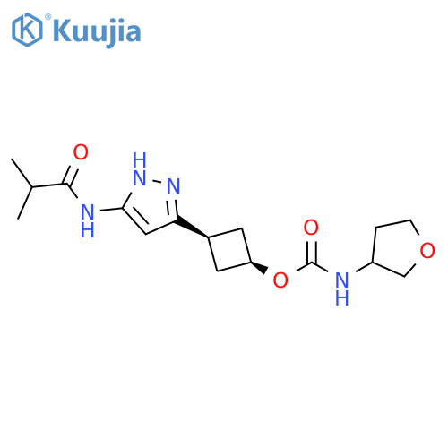 Carbamic acid, (tetrahydro-3-furanyl)-,cis-3-[5-[(2-methyl-1-oxopropyl)amino]-1H-pyrazol-3-yl]cyclobutyl ester structure