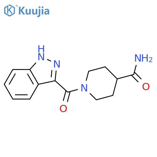 1-(1H-indazole-3-carbonyl)piperidine-4-carboxamide structure