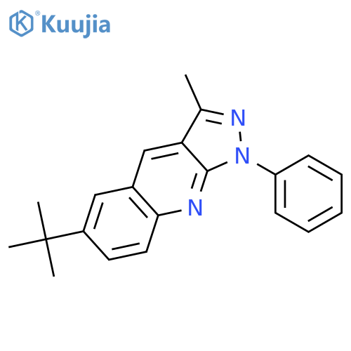 1H-PYRAZOLO[3,4-B]QUINOLINE, 6-(1,1-DIMETHYLETHYL)-3-METHYL-1-PHENYL- structure