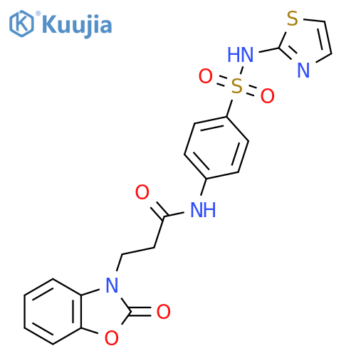 3-(2-oxo-2,3-dihydro-1,3-benzoxazol-3-yl)-N-{4-(1,3-thiazol-2-yl)sulfamoylphenyl}propanamide structure