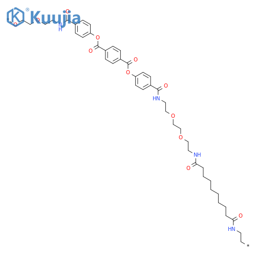 Poly[oxy-1,2-ethanediyloxy-1,2-ethanediyliminocarbonyl-1,4-phenyleneoxycarbonyl-1,4-phenylenecarbonyloxy-1,4-phenylenecarbonylimino-1,2-ethanediyloxy-1,2-ethanediyloxy-1,2-ethanediylimino(1,10-dioxo-1,10-decanediyl)imino-1,2-ethanediyl] structure