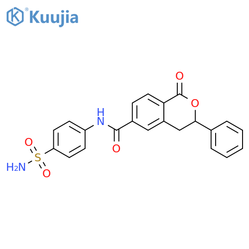 1-oxo-3-phenyl-N-(4-sulfamoylphenyl)-3,4-dihydro-1H-2-benzopyran-6-carboxamide structure
