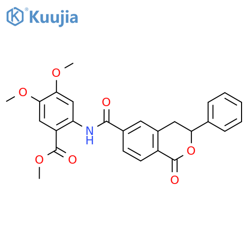 methyl 4,5-dimethoxy-2-(1-oxo-3-phenyl-3,4-dihydro-1H-2-benzopyran-6-amido)benzoate structure