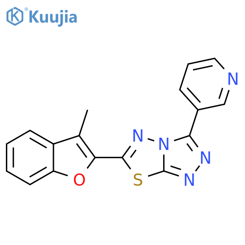 3-6-(3-methyl-1-benzofuran-2-yl)-1,2,4triazolo3,4-b1,3,4thiadiazol-3-ylpyridine structure