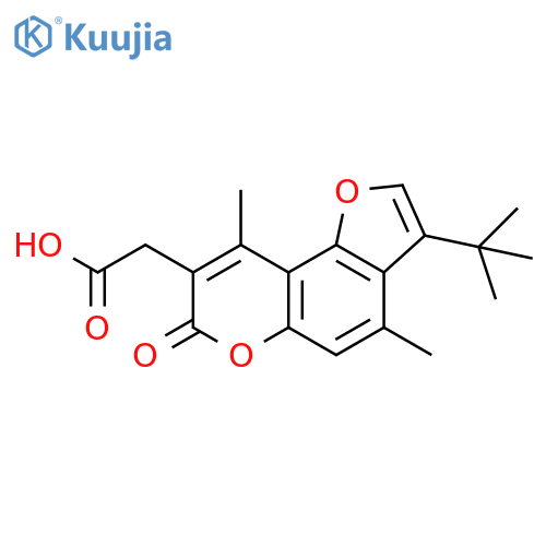 2-{3-tert-butyl-4,9-dimethyl-7-oxo-7H-furo2,3-fchromen-8-yl}acetic acid structure