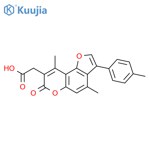 2-[4,9-dimethyl-3-(4-methylphenyl)-7-oxofuro[2,3-f]chromen-8-yl]acetic acid structure
