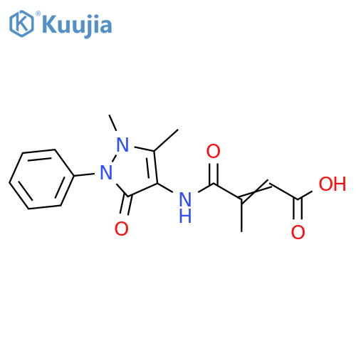 (2Z)-3-(1,5-dimethyl-3-oxo-2-phenyl-2,3-dihydro-1H-pyrazol-4-yl)carbamoyl-3-methylprop-2-enoic acid structure
