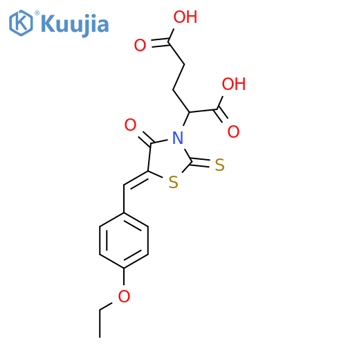 2-(5Z)-5-(4-ethoxyphenyl)methylidene-4-oxo-2-sulfanylidene-1,3-thiazolidin-3-ylpentanedioic acid structure