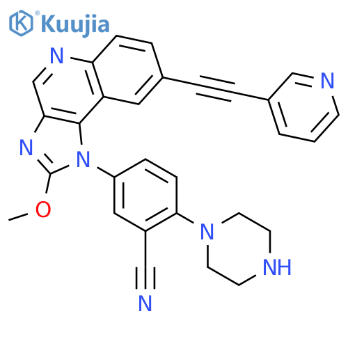 Benzonitrile,5-[2-methoxy-8-(3-pyridinylethynyl)-1H-imidazo[4,5-c]quinolin-1-yl]-2-(1-piperazinyl)- structure