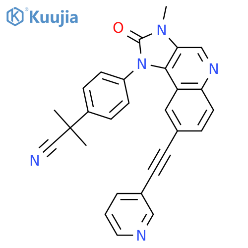 2-methyl-2-[4-[3-methyl-2-oxo-8-(2-pyridin-3-ylethynyl)imidazo[4,5-c]quinolin-1-yl]phenyl]propanenitrile structure