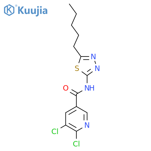 5,6-dichloro-N-(5-pentyl-1,3,4-thiadiazol-2-yl)pyridine-3-carboxamide structure