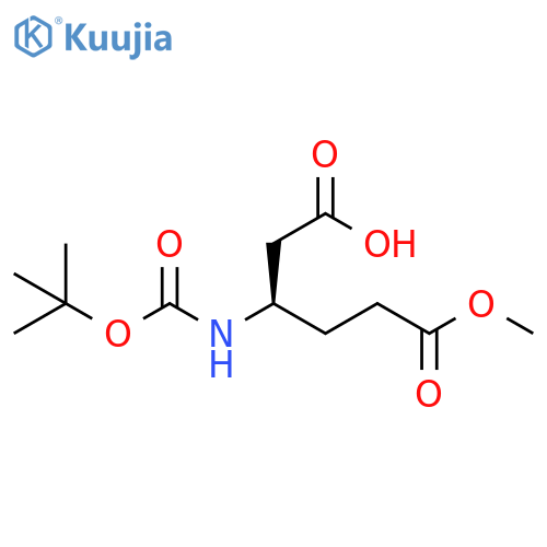 (3R)-3-{(tert-butoxy)carbonylamino}-6-methoxy-6-oxohexanoic acid structure