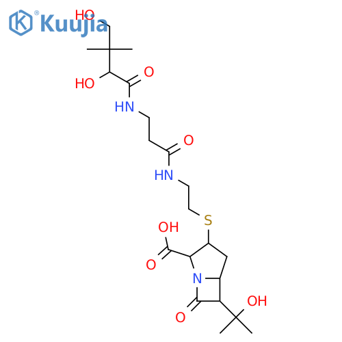 (2S,3S,5R,6R)-3-[(2-{[N-(2,4-dihydroxy-3,3-dimethylbutanoyl)-beta-alanyl]amino}ethyl)sulfanyl]-6-(2-hydroxypropan-2-yl)-7-oxo-1-azabicyclo[3.2.0]heptane-2-carboxylic acid structure