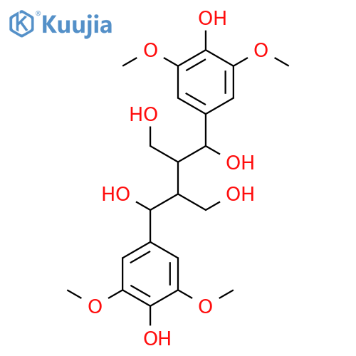 1,4-bis(4-hydroxy-3,5-dimethoxyphenyl)-2,3-bis(hydroxymethyl)-1,4-butanediol structure