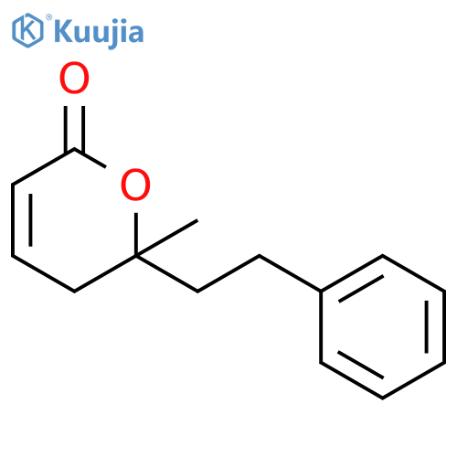 2H-Pyran-2-one, 5,6-dihydro-6-methyl-6-(2-phenylethyl)-, (6S)- structure