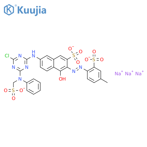 trisodium 7-[[4-chloro-6-[phenyl(sulphonatomethyl)amino]-1,3,5-triazin-2-yl]amino]-4-hydroxy-3-[(4-methyl-2-sulphonatophenyl)azo]naphthalene-2-sulphonate structure