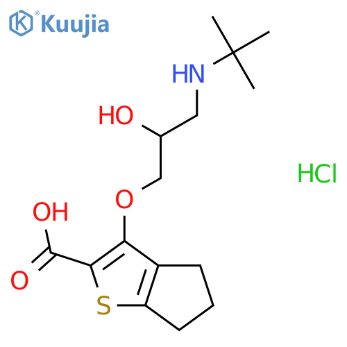 3-[3-(tert-butylamino)-2-hydroxypropoxy]-5,6-dihydro-4H-cyclopenta[b]thiophene-2-carboxylic acid hydrochloride structure