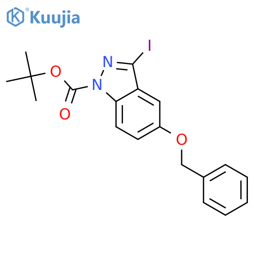 1H-Indazole-1-carboxylic acid, 3-iodo-5-(phenylmethoxy)-,1,1-dimethylethyl ester structure