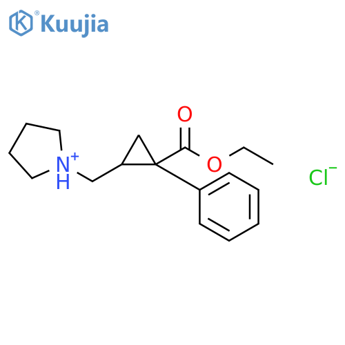 1-{[(1S,2R)-2-(ethoxycarbonyl)-2-phenylcyclopropyl]methyl}pyrrolidinium chloride structure