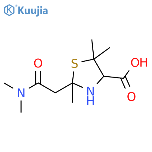 2-(dimethylcarbamoylmethyl)-2,5,5-trimethyl-thiazolidine-4-carboxylic acid structure