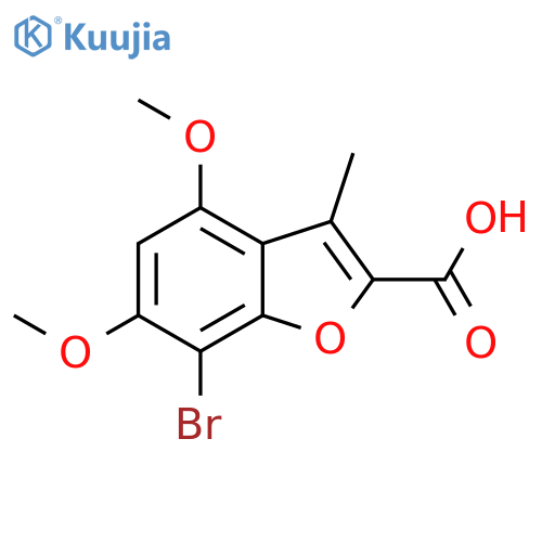 7-bromo-4,6-dimethoxy-3-methyl-benzofuran-2-carboxylic acid structure