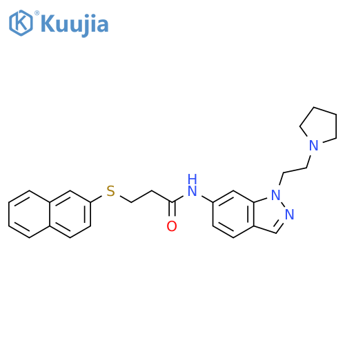 Propanamide,3-(2-naphthalenylthio)-N-[1-[2-(1-pyrrolidinyl)ethyl]-1H-indazol-6-yl]- structure