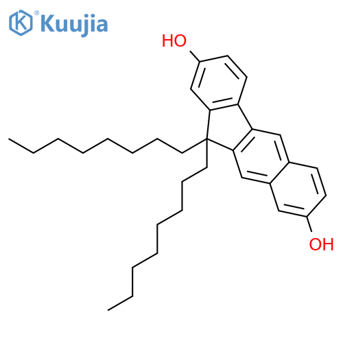 11H-BENZO[B]FLUORENE-2,8-DIOL, 11,11-DIOCTYL- structure