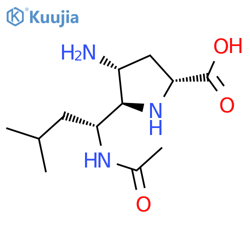 D-Proline, 5-[(1R)-1-(acetylamino)-3-methylbutyl]-4-amino-, (4R,5R)- structure