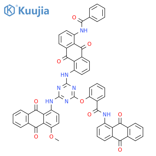 Benzamide,2-[[4-[[5-(benzoylamino)-9,10-dihydro-9,10-dioxo-1-anthracenyl]amino]-6-[(9,10-dihydro-4-methoxy-9,10-dioxo-1-anthracenyl)amino]-1,3,5-triazin-2-yl]oxy]-N-(9,10-dihydro-9,10-dioxo-1-anthracenyl)- structure