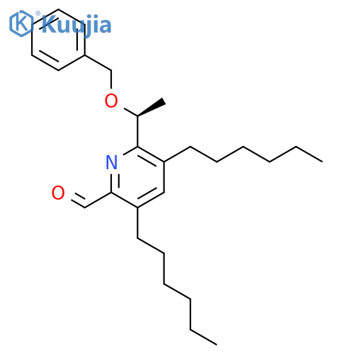 2-Pyridinecarboxaldehyde, 3,5-dihexyl-6-[(1S)-1-(phenylmethoxy)ethyl]- structure