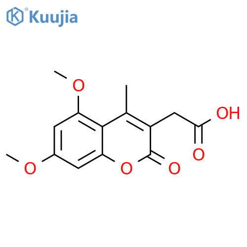 2-(5,7-dimethoxy-4-methyl-2-oxo-2H-chromen-3-yl)acetic acid structure